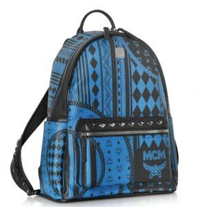 MCM Stark Baroque Print Backpack Munich Blue